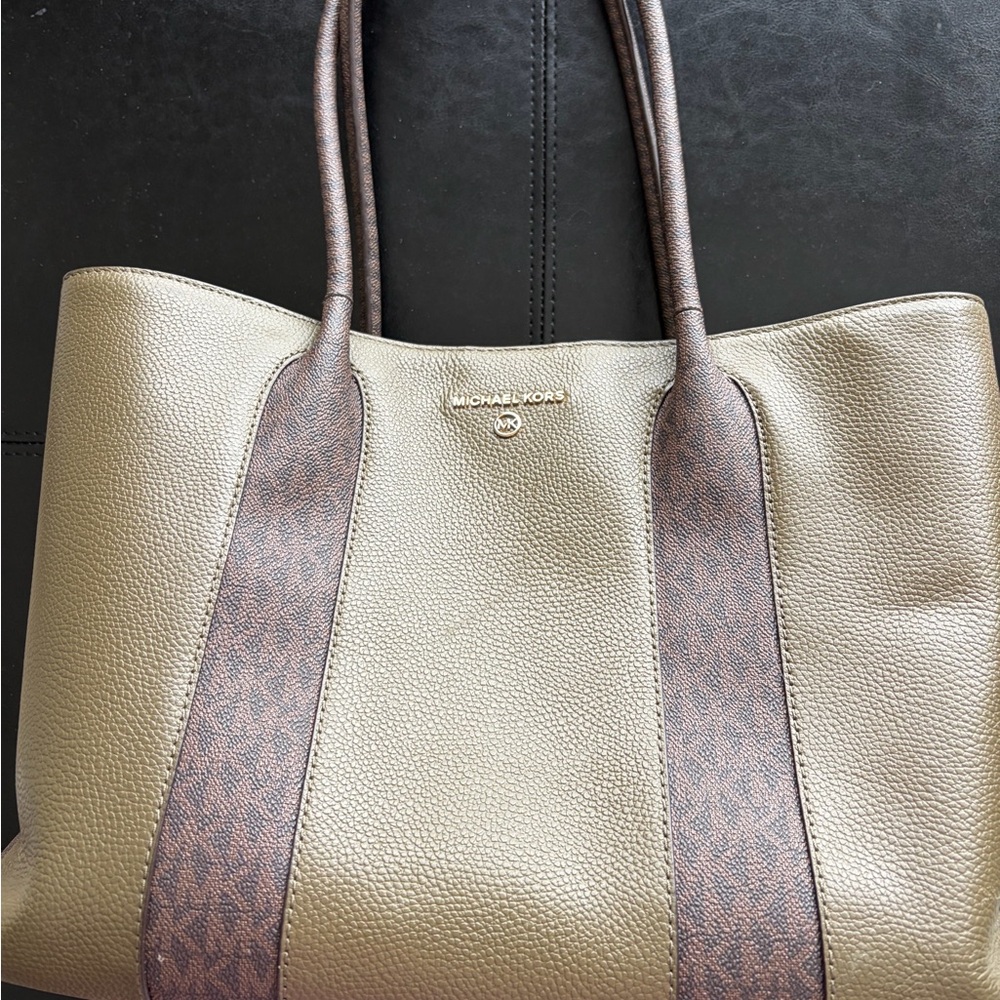 Michael Kors Olive and Brown Tote